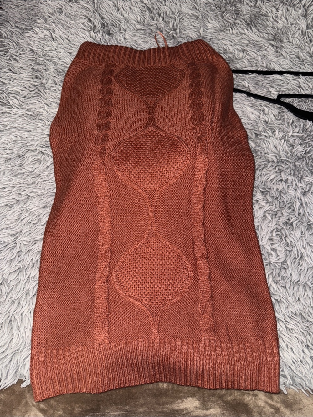 Fashion Nova Rust Ribbed Cable Knit Midi Skirt Set - Picture 4 of 6